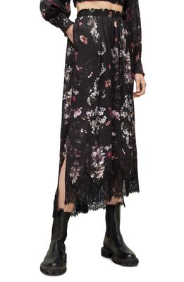 AllSaints Saz Silvius Floral Maxi Skirt in Black