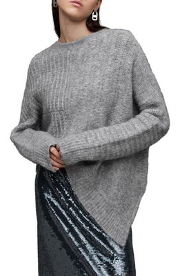 AllSaints Selena Asymmetric Sweater in Grey Melange