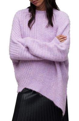 AllSaints Selena Asymmetric Sweater in Lilac Haze