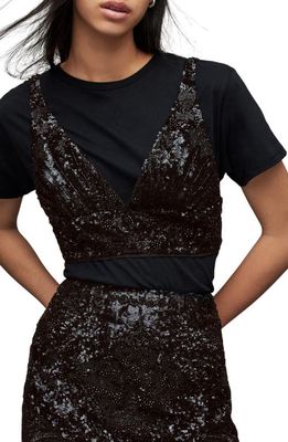 AllSaints Sequin Beaded Bralette Top in Black