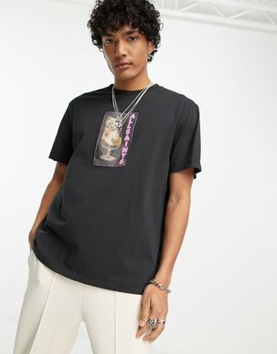 AllSaints Sherry graphic tee in jet black