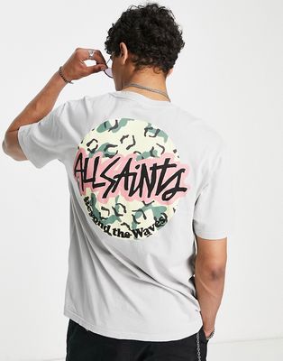 AllSaints shredder t-shirt with back print in sage-Green