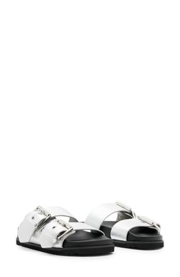 AllSaints Sian Slide Sandal in Metallic Silver