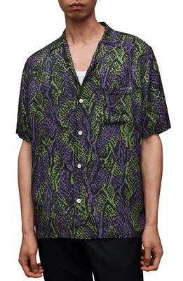 AllSaints Skink Camp Shirt in Hemp Green
