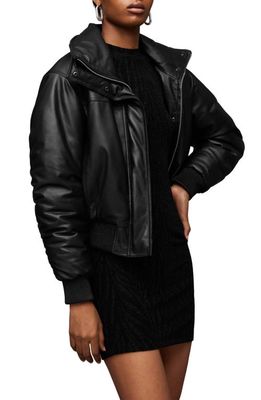 AllSaints Sloane Padded Leather Jacket in Black