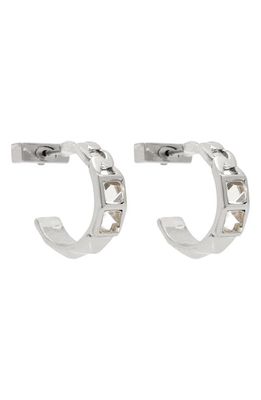 AllSaints Small Crystal Huggie Hoop Earrings in Crystal/Rhodium