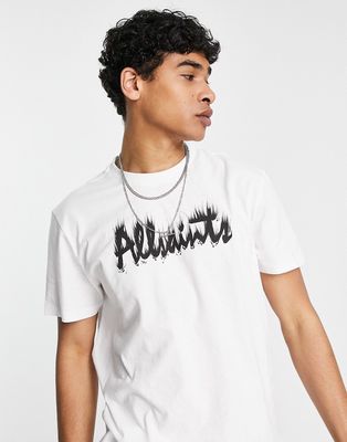 AllSaints smudge logo t-shirt in white