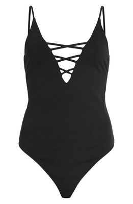 AllSaints Sofia Strappy Plunge Bodysuit in Black