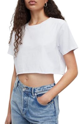 AllSaints Soph Crop Cotton T-Shirt in Optic White