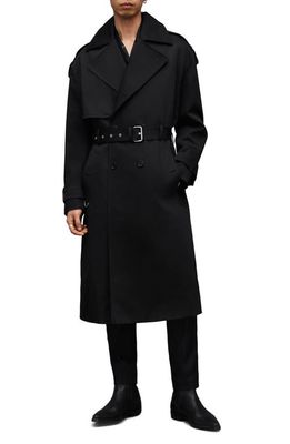 AllSaints Spencer Belted Trench Coat in Black