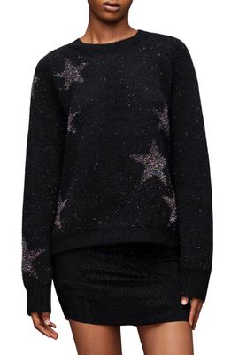 AllSaints Star Tinsel Sweater in Black/Rainbow Blue