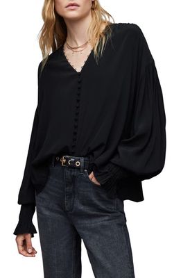 AllSaints Stella Button-Up Blouse in Black