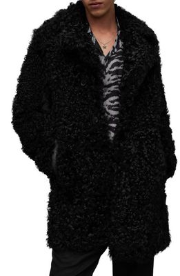 AllSaints Stellar Genuine Shearling Coat in Black