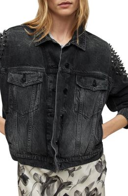 AllSaints Studded Denim Jacket in Black