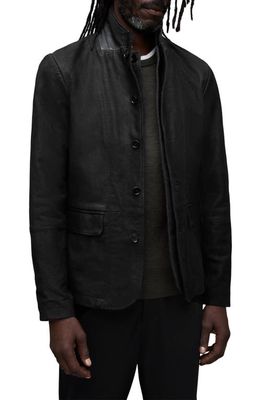 AllSaints Survey Double Layer Leather Blazer in Black