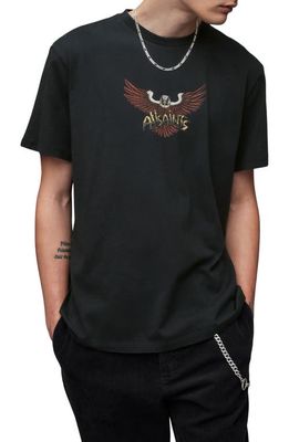 AllSaints Swoopy Graphic Tee in Jet Black