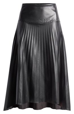 AllSaints Sylvy Pleated Faux Leather Skirt in Black
