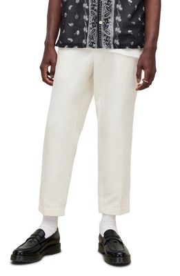 AllSaints Tallis Pleated Cotton & Wool Trousers in Wheatgrass Taupe