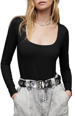 AllSaints Tamie Rib Bodysuit in Black