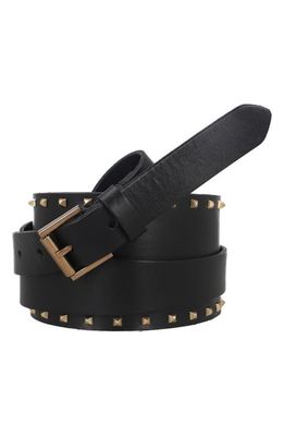 AllSaints Tapered Double Wrap Leather Belt in Black /Warm Brass