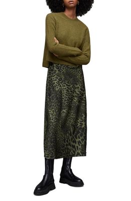 AllSaints Tiana Kiku Two-Piece Wool & Alpaca Blend Sweater & Slipdress in Khaki Green