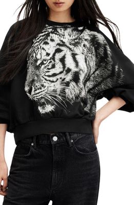 AllSaints Tigress Back Cutout Cotton Sweatshirt in Black