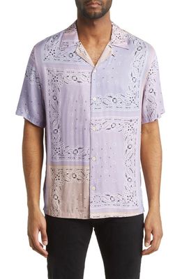 AllSaints Tikal Bandana Print Camp Shirt in Lilac