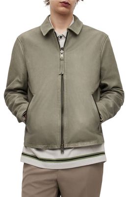AllSaints Toni Leather Jacket in Soft Green