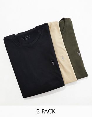 AllSaints Tonic 3-pack T-shirt in multi-Green