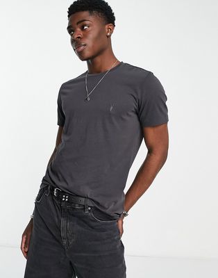 AllSaints Tonic crew t-shirt in washed black-Gray
