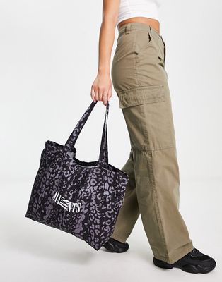 AllSaints tote bag in gray leopard print-Brown