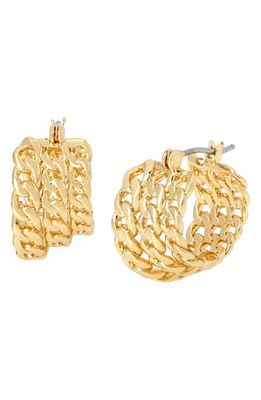 AllSaints Triple Curb Chain Hoop Earrings in Gold
