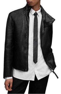 AllSaints Trost Leather Biker Jacket in Black