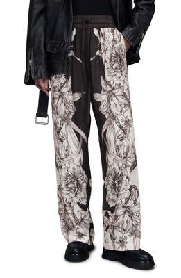 AllSaints Tyler Pattie Floral Print Drawstring Pants in Ecru White