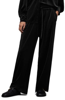 AllSaints Tyler Tie Waist Velvet Pants in Black