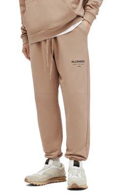 AllSaints Underground Logo Graphic Joggers in Toffee Taupe