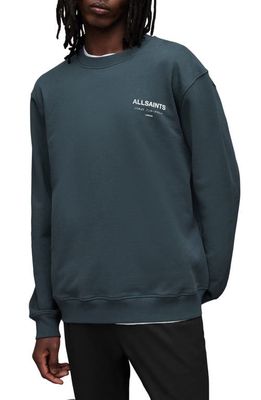AllSaints Underground Logo Organic Cotton Graphic Sweatshirt in Jade Blue
