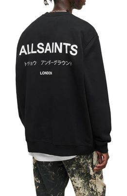 AllSaints Underground Logo Organic Cotton Graphic Sweatshirt in Jet Black