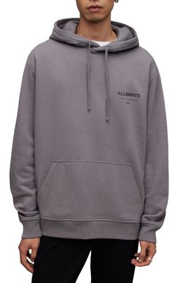 AllSaints Underground Pullover Graphic Hoodie in Tempest Grey
