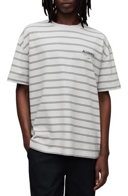 AllSaints Underground Stripe Cotton Graphic T-Shirt in Speckle Grey