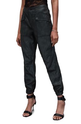 AllSaints Val Coated Cargo Joggers in Black