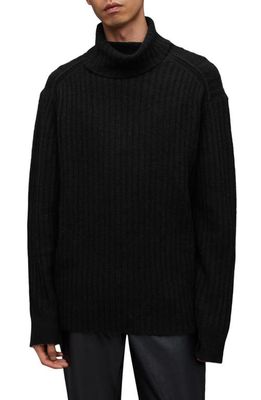 AllSaints Varid Wool Blend Turtleneck Sweater in Black