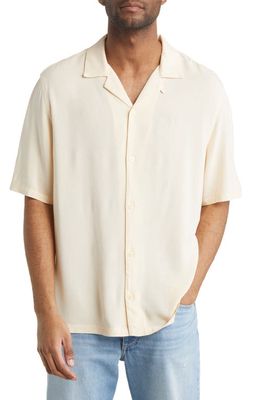 AllSaints Venice Relaxed Fit Short Sleeve Button-Up Camp Shirt in Oaty Taupe