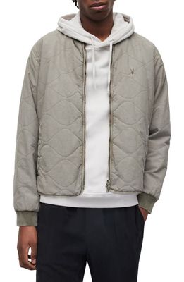 AllSaints Vesco Quilted Jacket in Bay Leaf Taupe