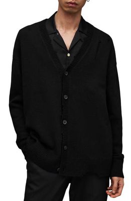 AllSaints Vicious Wool Blend Cardigan in Black