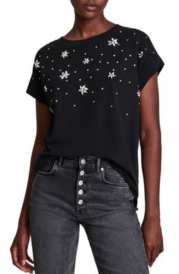 AllSaints Volans Imogen Embellished Boy T-Shirt in Black