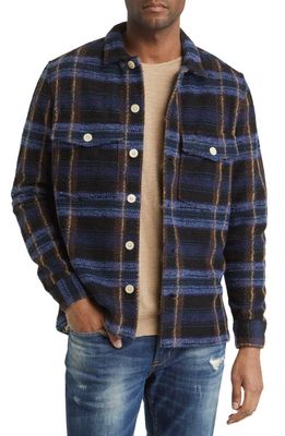AllSaints Voss Relaxed Fit Plaid Shirt Jacket in Dark Ink