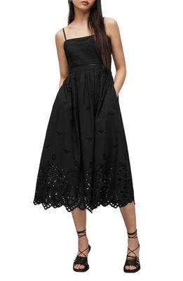 AllSaints Whitley Broderie Anglaise Cotton Dress in Black