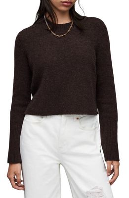 AllSaints Wick Wool Blend Crop Sweater in Bitter Brown