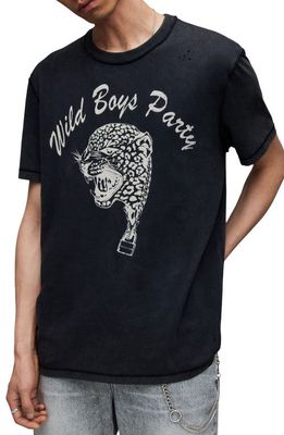 AllSaints Wild Boys Cotton Graphic T-Shirt in Washed Black
